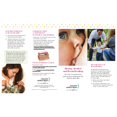 Cover of the Alcohol and Breastfeeding brochure
