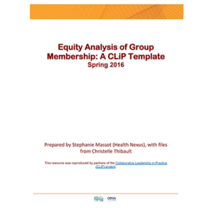 Couverture de l'outil " Equity Analysis of Group Membership: A CLiP Template"
