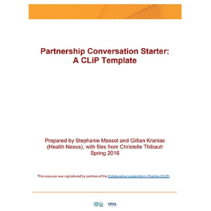 couverture de l'outil "Partnership Conversation Starter: A CLiP Template"