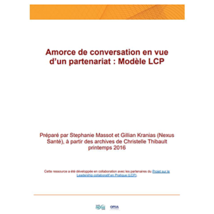 Cover of the tool "Amorce de conversation en vue d’un partenariat : Modèle LCP"