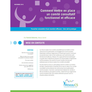 Cover of the manual "Comment mettre en place un comité consultatif fonctionnel et efficace"