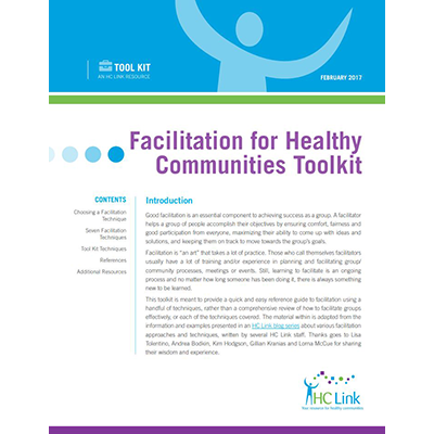 First page of the "Facilitation for Healthy Communities Toolkit" tool