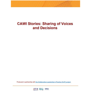 Cover of the "CAWI Stories: Sharing of Voices and Decisions" manual