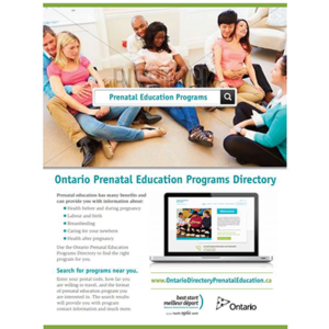 Side one of the Prenatal Education Directory flyer