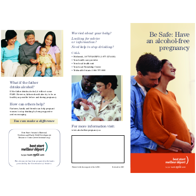 Snapshot of the brochure "Be Safe: Have an Alcohol-Free Pregnancy"