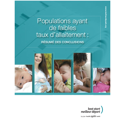 Couverture du rapport "Populations ayant de faibles taux d’allaitement : résumé des conclusions"