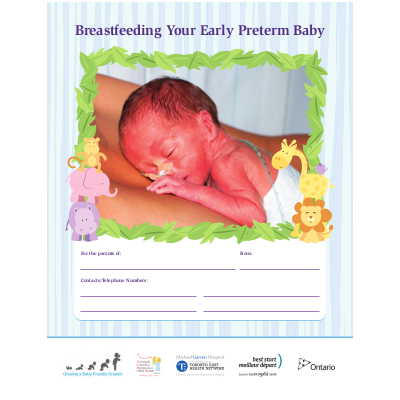 Cover of the "Breastfeeding Your Early Preterm Baby" booklet