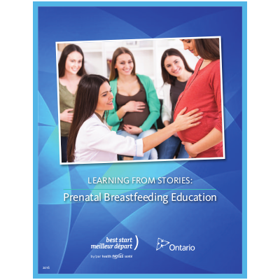 Cover of the booklet titled "Learning from Stories: Prenatal Breastfeeding Education"