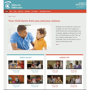 Welcome screen of the Children See, Children Learn website