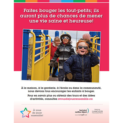 Example of a poster promoting physical activity and the " À vous de jouer ensemble" website